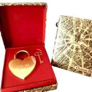 Dior Gold Heart Lock and Key Set